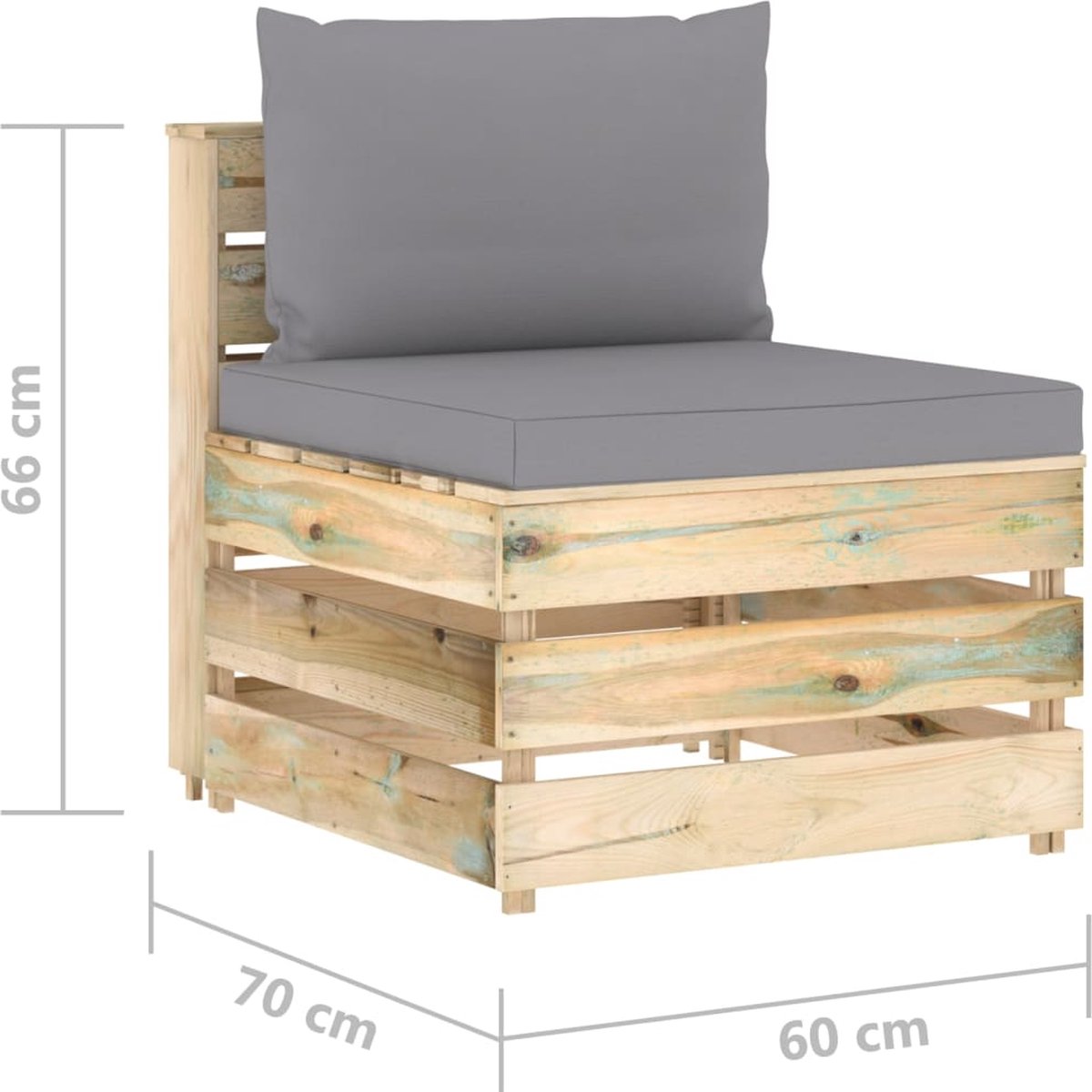Vidaxl 12-delige Loungeset Met Kussens Geïmpregneerd Hout - Grijs