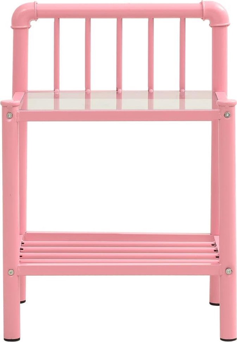 Vidaxl Nachtkastje 45x34,5x62,5 Cm Metaal En Glas En Transparant - Roze