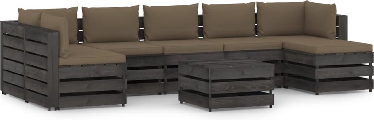 Vidaxl 8-delige Loungeset Met Kussens Geïmpregneerd Hout - Bruin