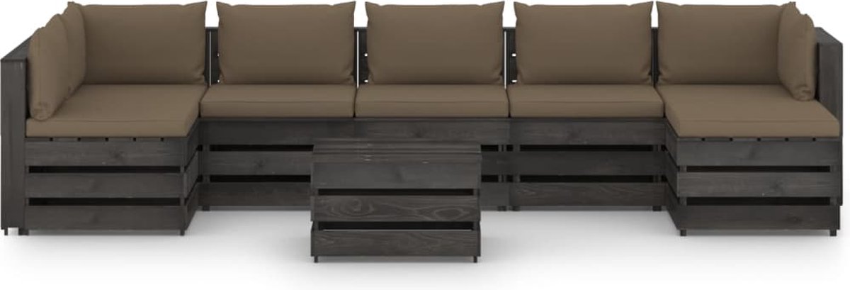 Vidaxl 8-delige Loungeset Met Kussens Geïmpregneerd Hout - Bruin