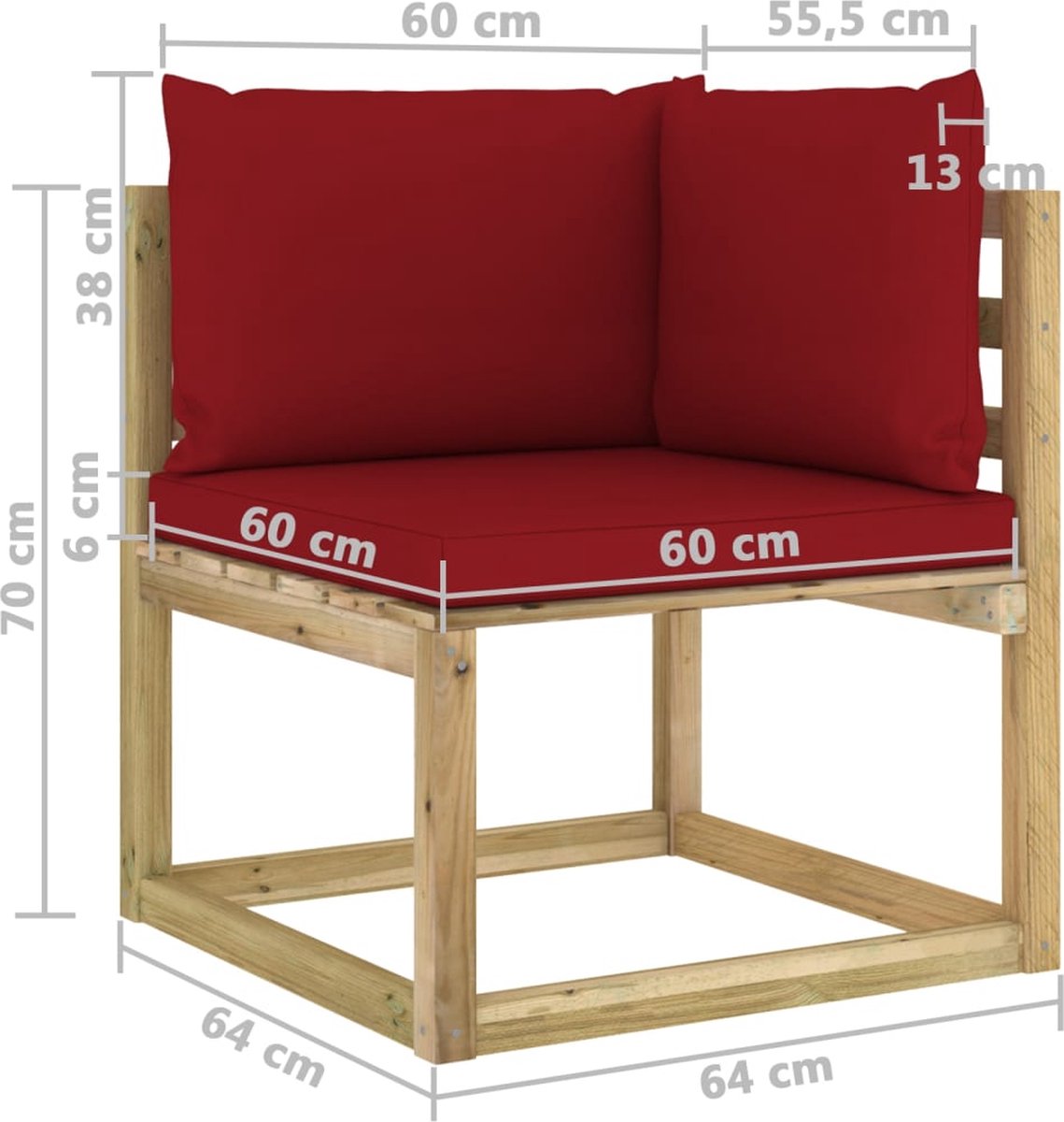 Vidaxl 6-delige Loungeset Met Kussens Geïmpregneerd Grenenhout - Rood