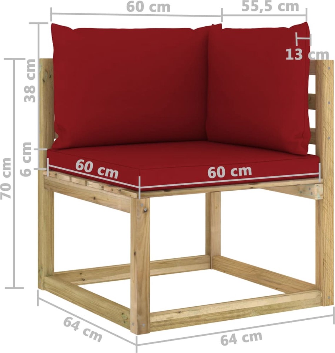 Vidaxl 8-delige Loungeset Met Kussens Geïmpregneerd Grenenhout - Rood