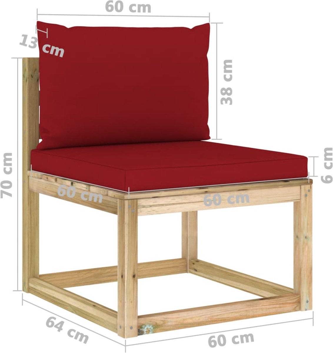 Vidaxl 8-delige Loungeset Met Kussens Geïmpregneerd Grenenhout - Rood