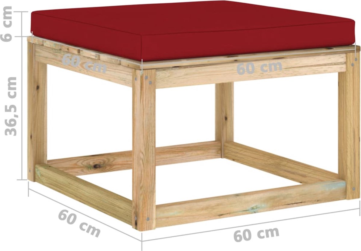 Vidaxl 8-delige Loungeset Met Kussens Geïmpregneerd Grenenhout - Rood
