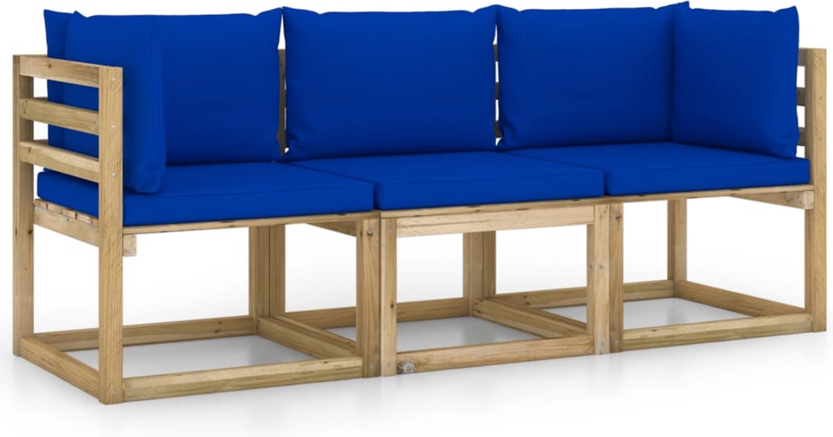 Vidaxl Tuinbank 3-zits Mete Kussens - Bruin