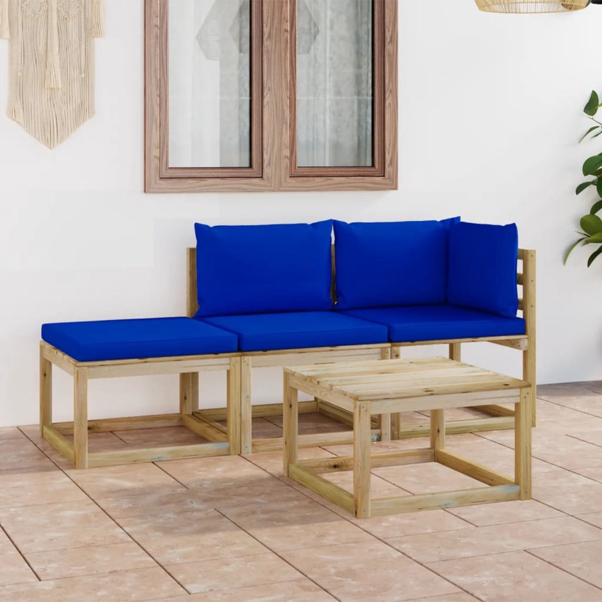 Vidaxl 4-delige Loungeset Mete Kussens - Blauw