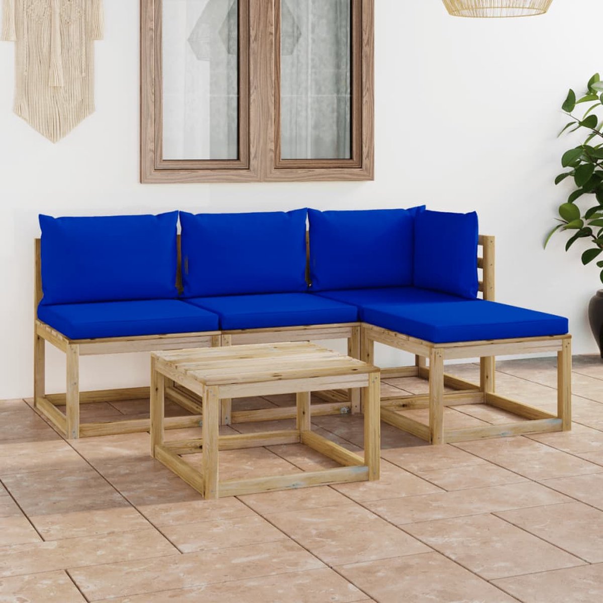 Vidaxl 5-delige Loungeset Mete Kussens - Blauw