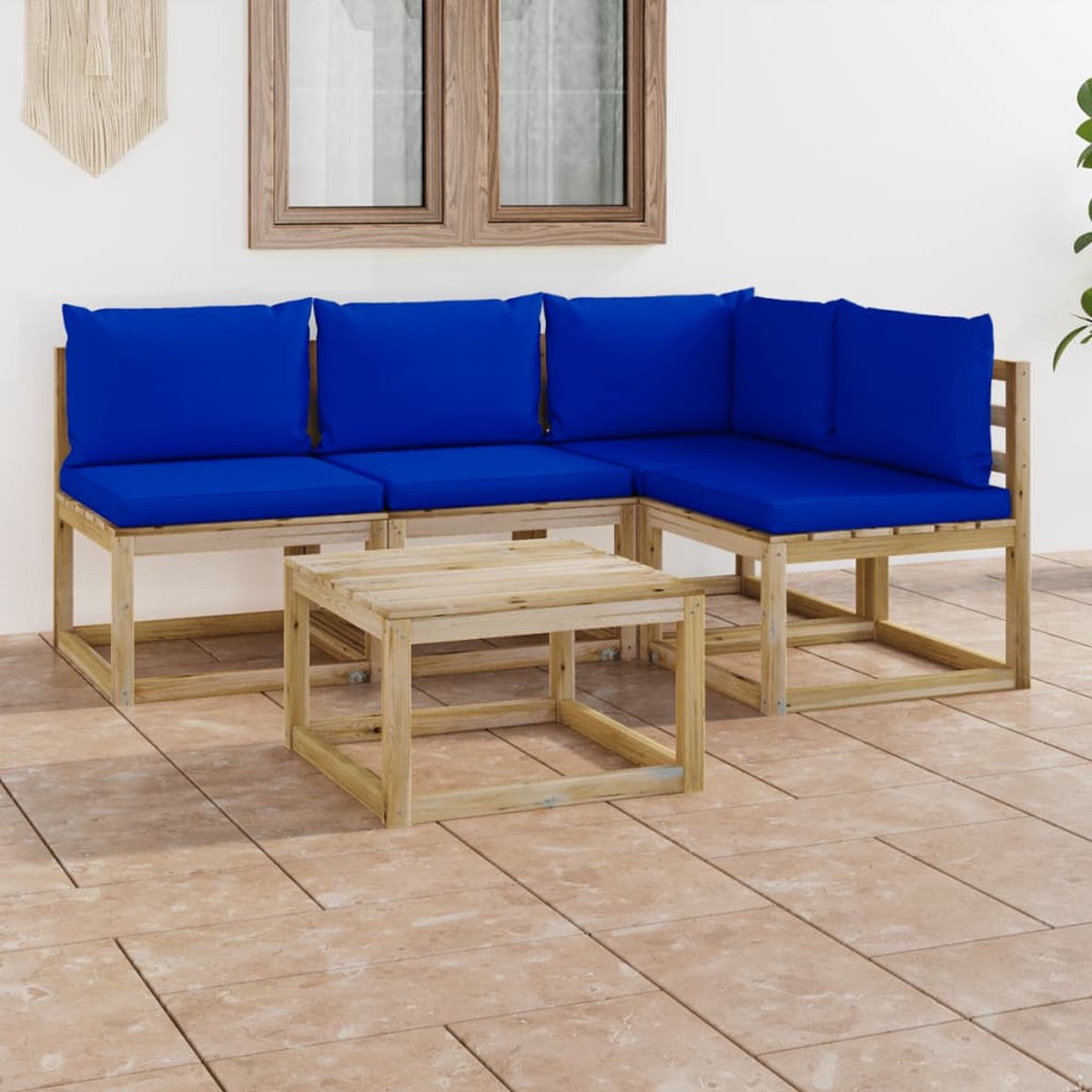 Vidaxl 5-delige Loungeset Mete Kussens - Blauw