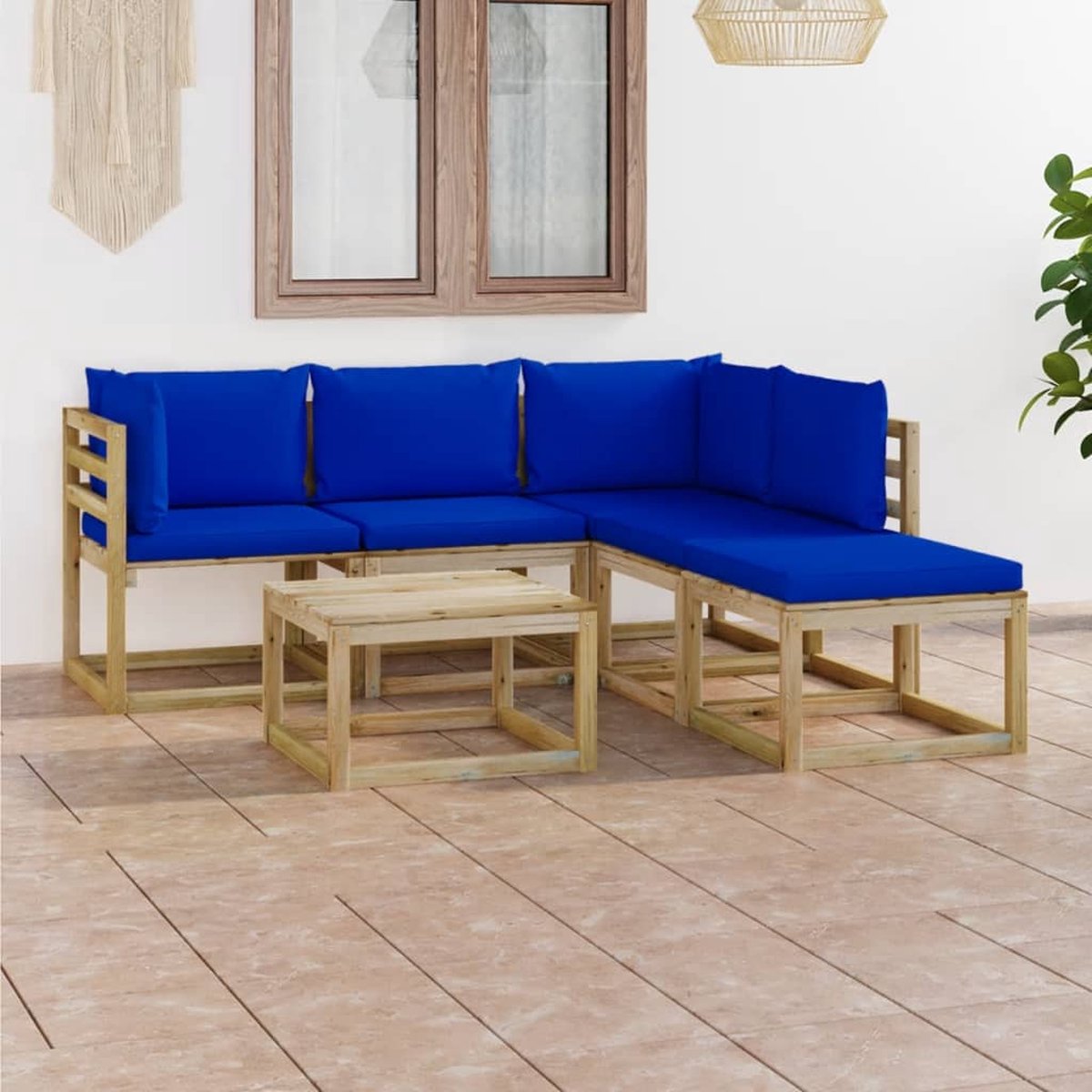 Vidaxl 6-delige Loungeset Mete Kussens - Blauw