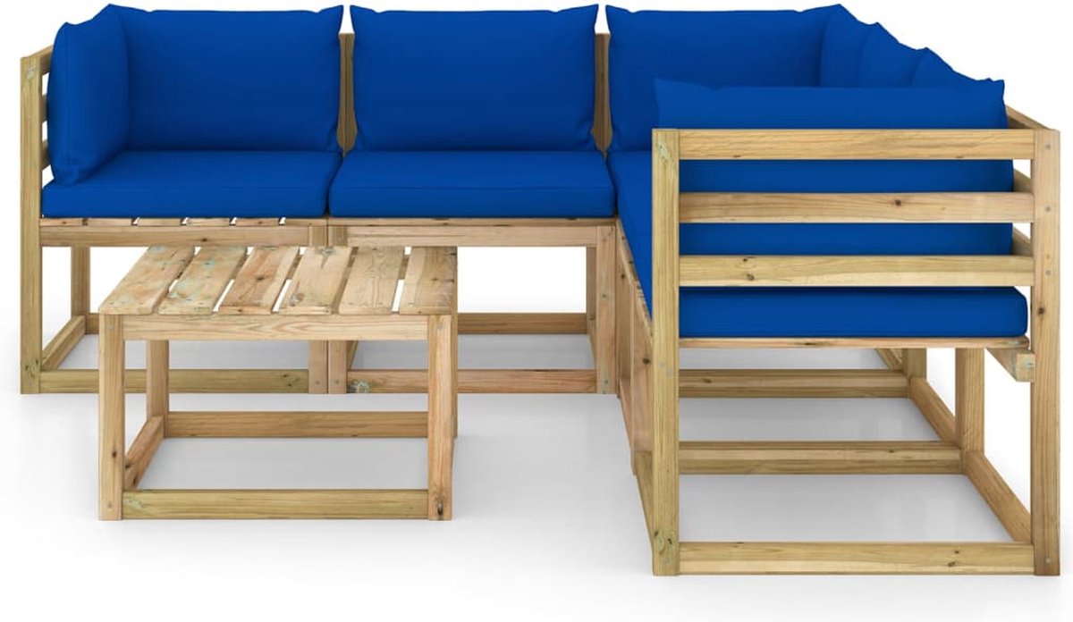 Vidaxl 6-delige Loungeset Mete Kussens - Blauw
