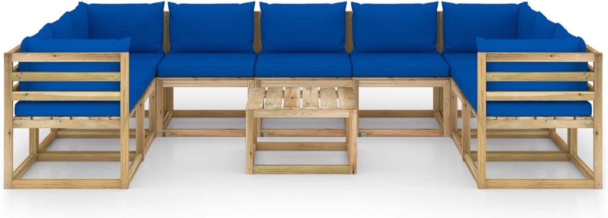 Vidaxl 10-delige Loungeset Met Kussens Geïmpregneerd Grenenhout - Bruin