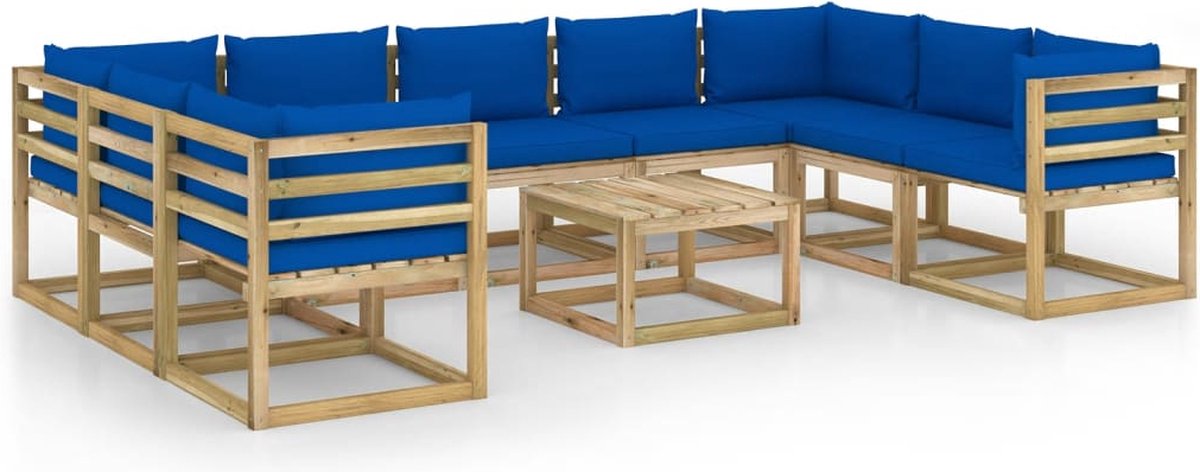 Vidaxl 10-delige Loungeset Met Kussens Geïmpregneerd Grenenhout - Bruin