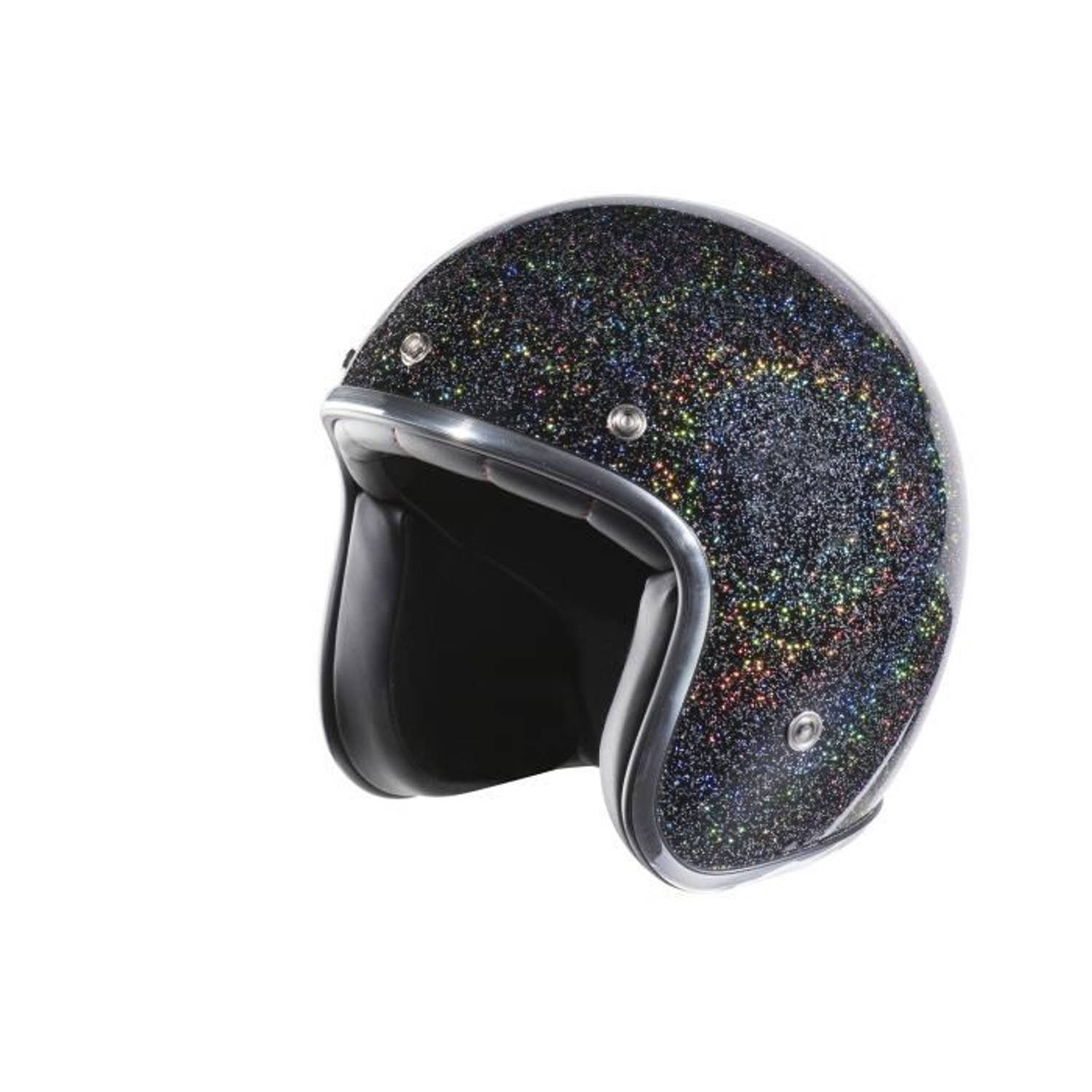 Nox N242 Glitter Rainbow Jethelm - Zwart