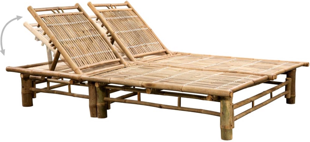 Vidaxl Ligbed 2-persoons Met Kussens Bamboe - Grijs