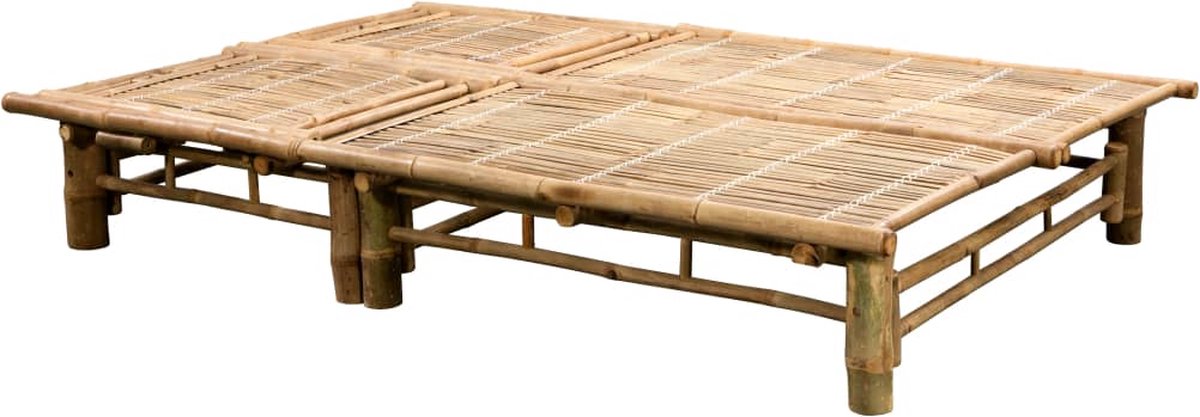 Vidaxl Ligbed 2-persoons Met Kussens Bamboe - Grijs