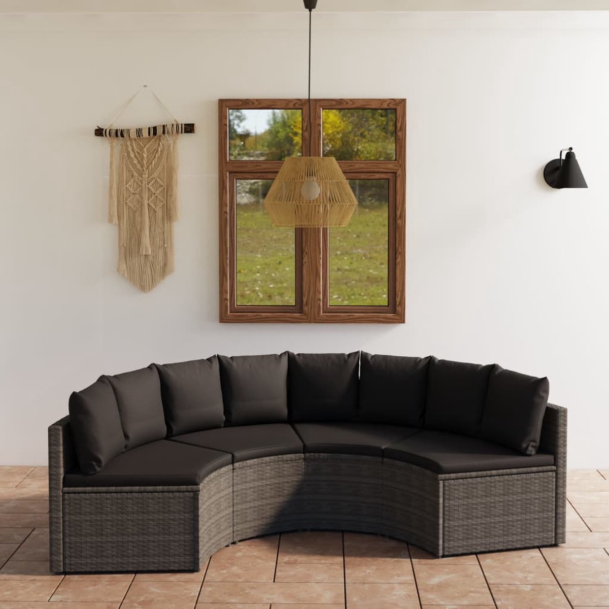 Vidaxl 4-delige Loungeset Met Kussens Poly Rattan - Grijs