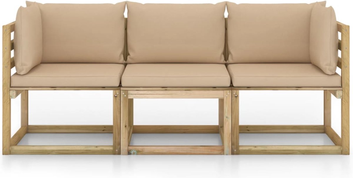 Vidaxl Tuinbank 3-zits Met Kussens - Bruin