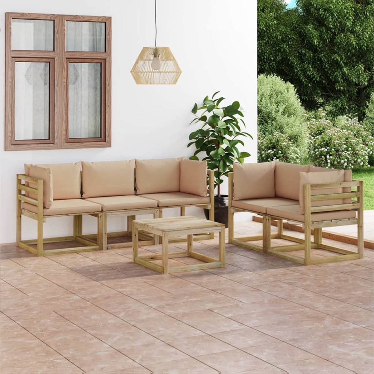 Vidaxl 6-delige Loungeset Met Kussens - Beige