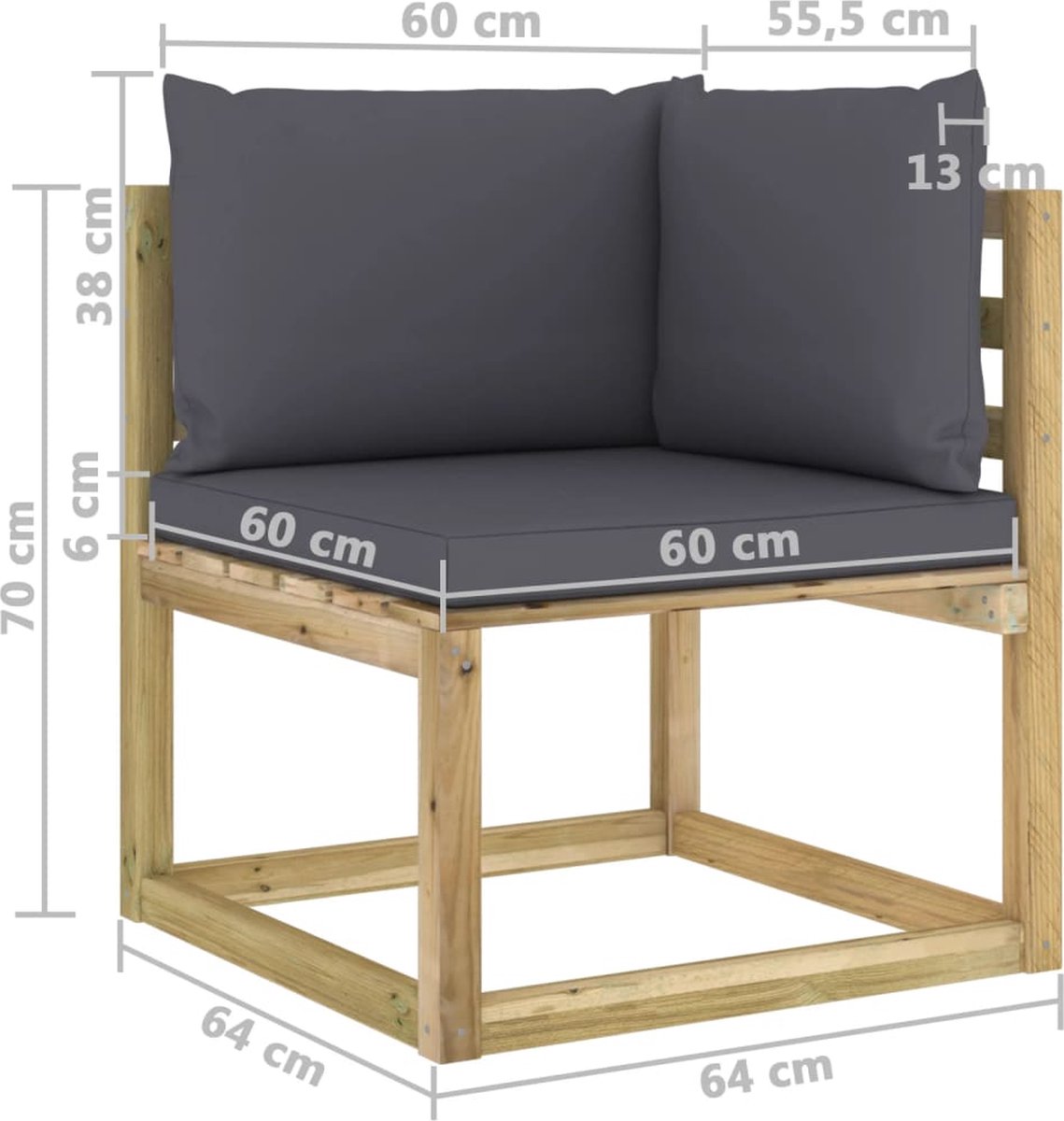 Vidaxl 11-delige Loungeset Met Kussens Geïmpregneerd Grenenhout