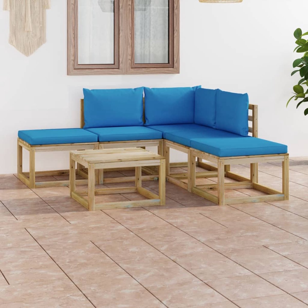 Vidaxl 6-delige Loungeset Met Lichte Kussens - Blauw