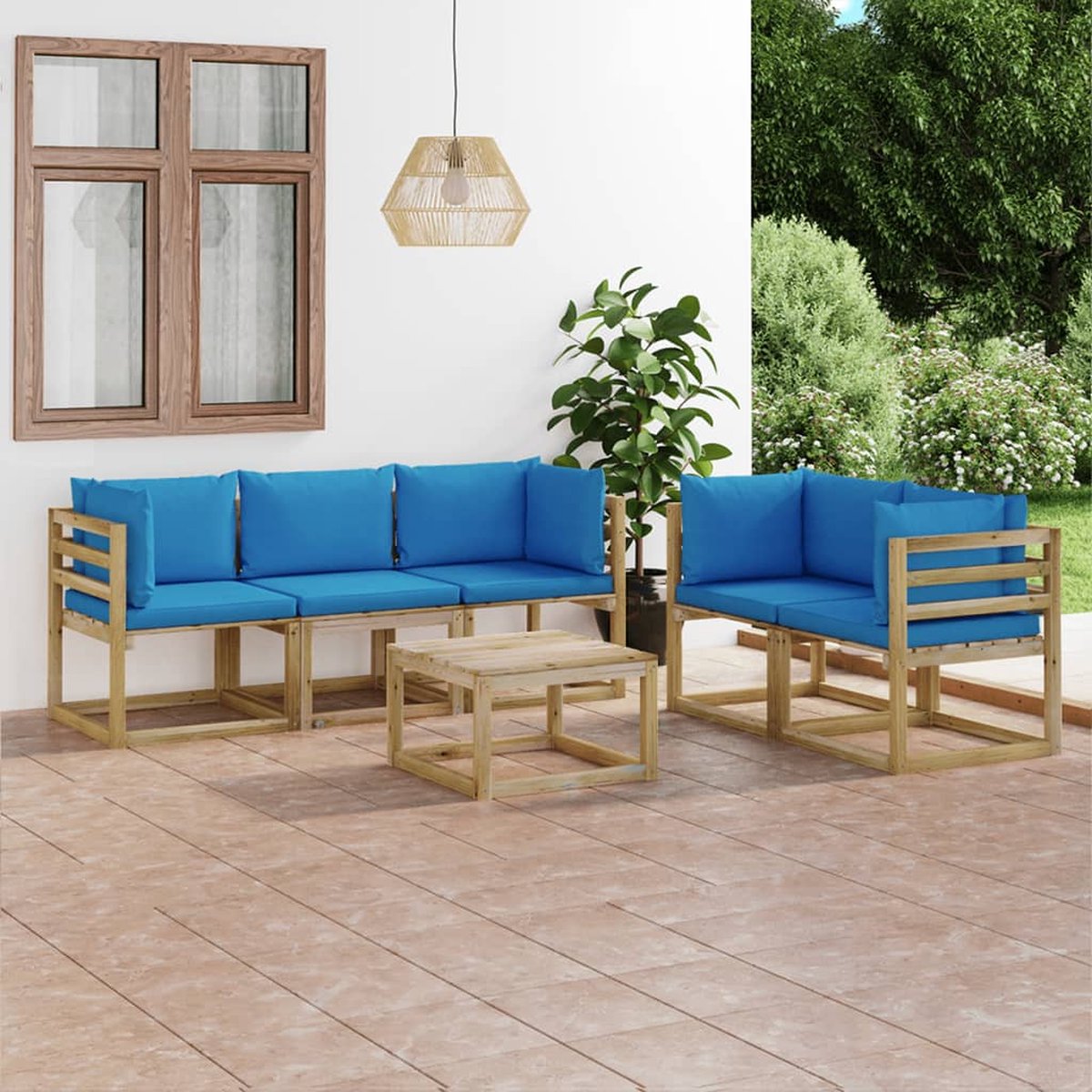 Vidaxl 6-delige Loungeset Met Lichte Kussens - Blauw