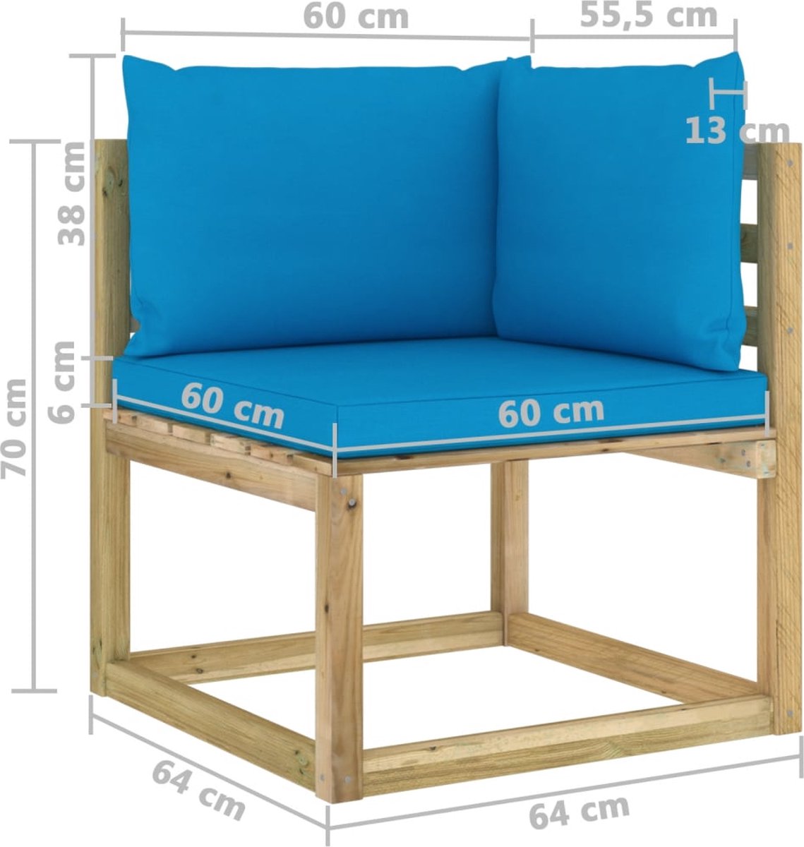Vidaxl 6-delige Loungeset Met Kussens Geïmpregneerd Grenenhout - Blauw