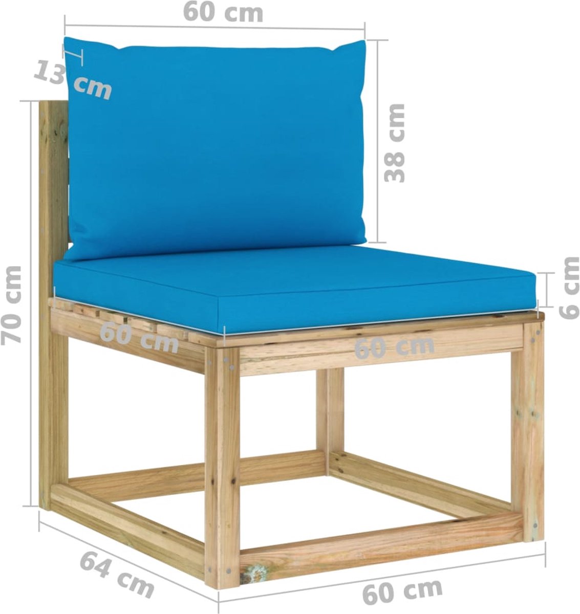 Vidaxl 6-delige Loungeset Met Kussens Geïmpregneerd Grenenhout - Blauw