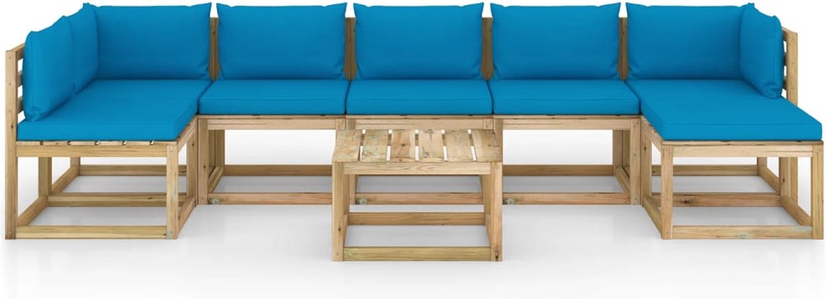 Vidaxl 8-delige Loungeset Met Kussens Geïmpregneerd Grenenhout - Blauw
