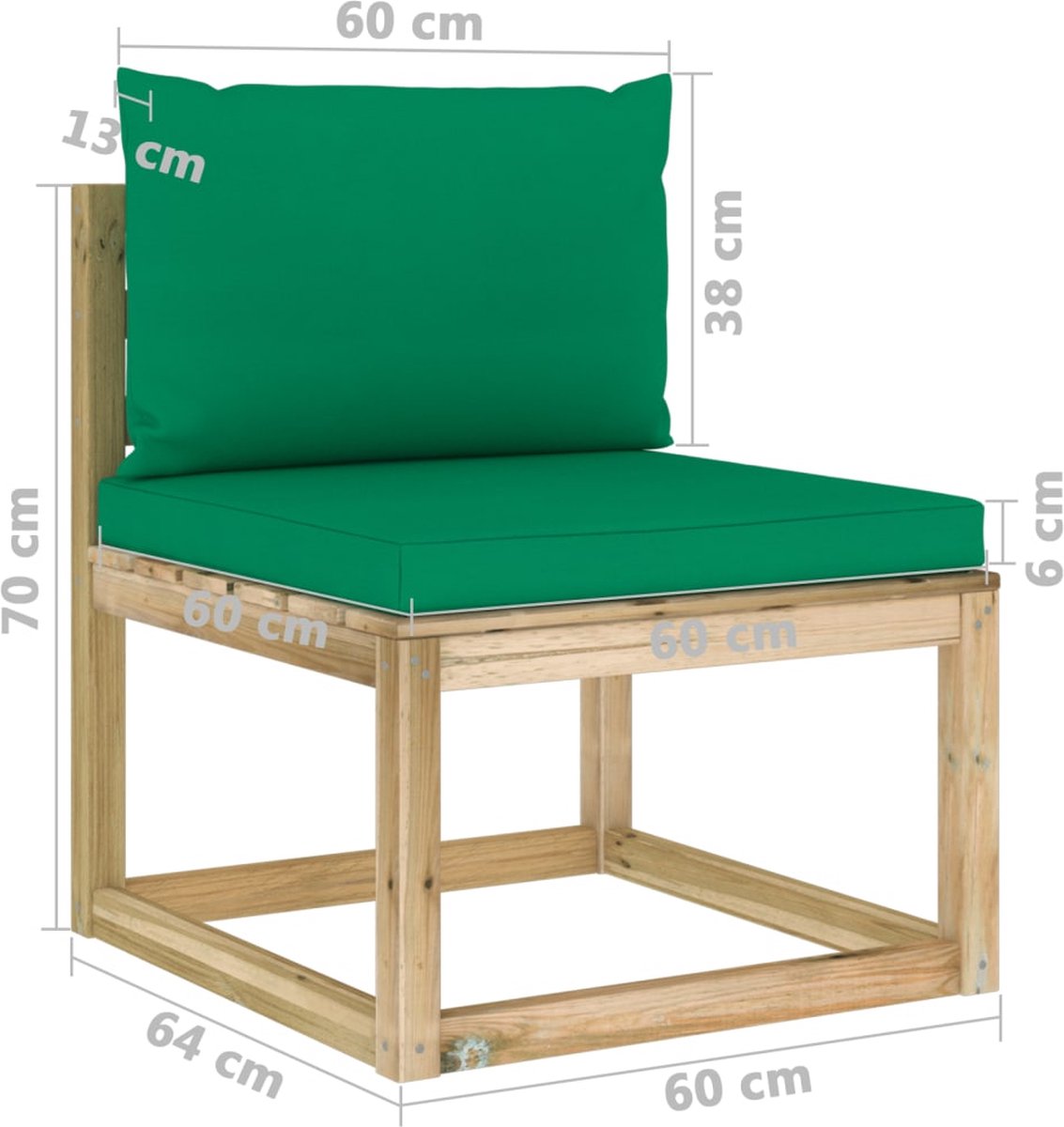 Vidaxl 7-delige Loungeset Met Kussens Geïmpregneerd Grenenhout - Groen