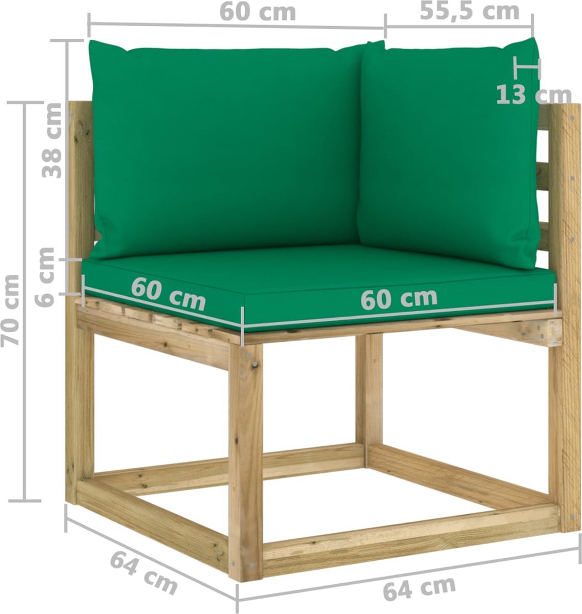 Vidaxl 7-delige Loungeset Met Kussens Geïmpregneerd Grenenhout - Groen