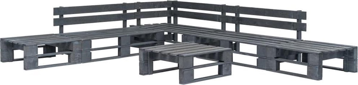 Vidaxl 6-delige Loungeset Pallet Hout - Grijs