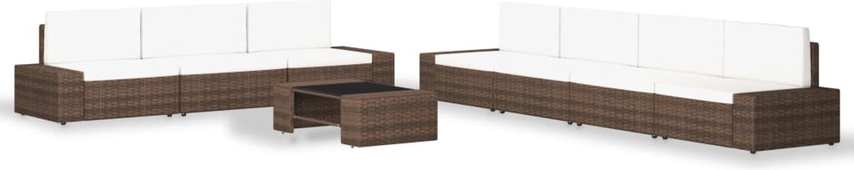 Vidaxl 8-delige Loungeset Poly Rattan - Bruin