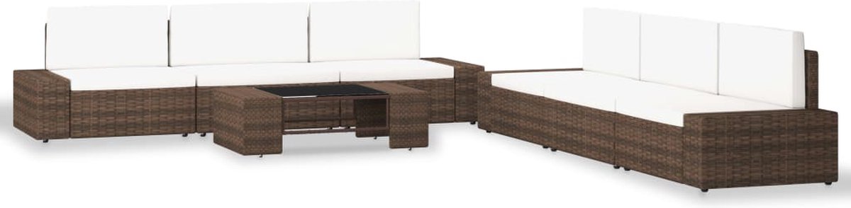 Vidaxl 7-delige Loungeset Poly Rattan - Bruin