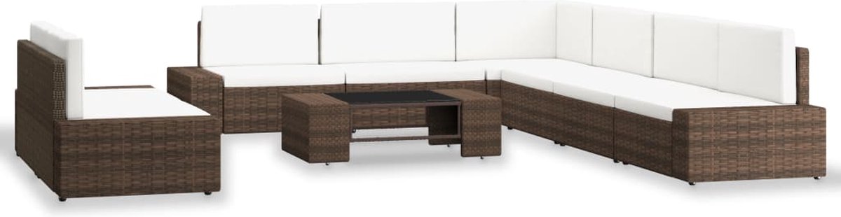 Vidaxl 9-delige Loungeset Poly Rattan - Bruin
