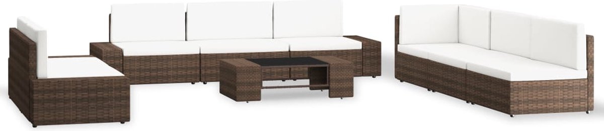 Vidaxl 9-delige Loungeset Poly Rattan - Bruin