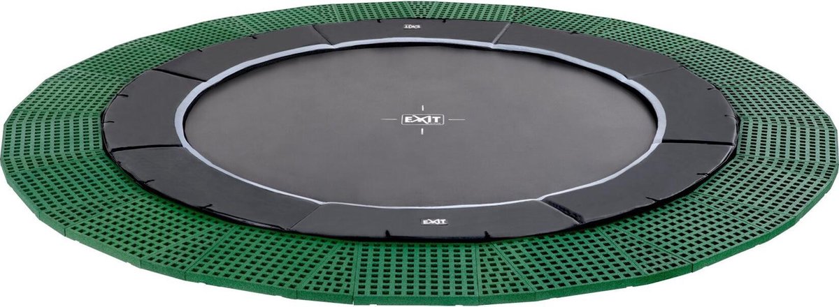 EXIT Toys Dynamic Groundlevel Trampoline ø366cm Met Freezone Veiligheidstegels - - Zwart