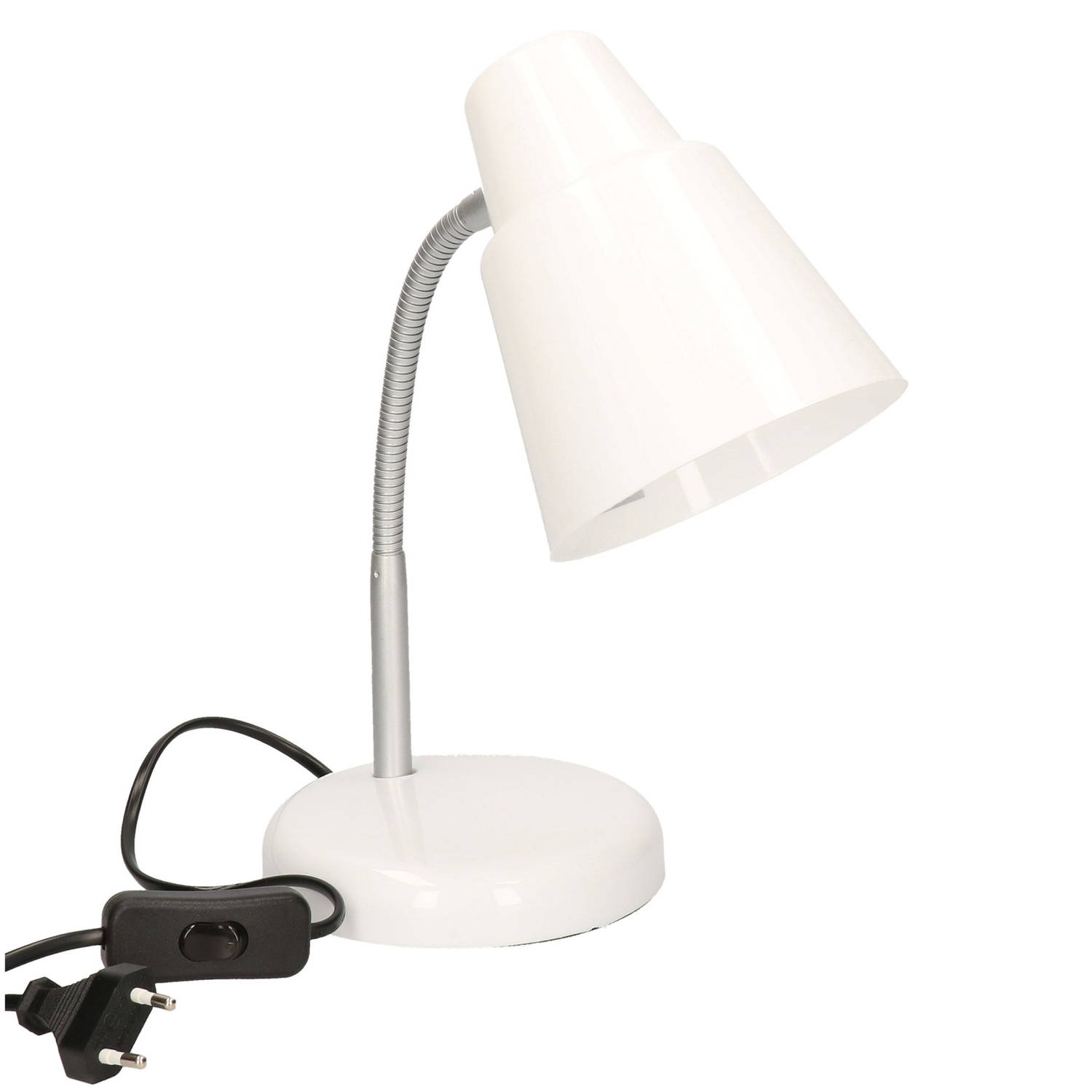 te Bureaulamp/tafellamp 14 X 14 X 34 Cm - Buigbare Leeslampen/bureaulampen/tafellampen - Wit