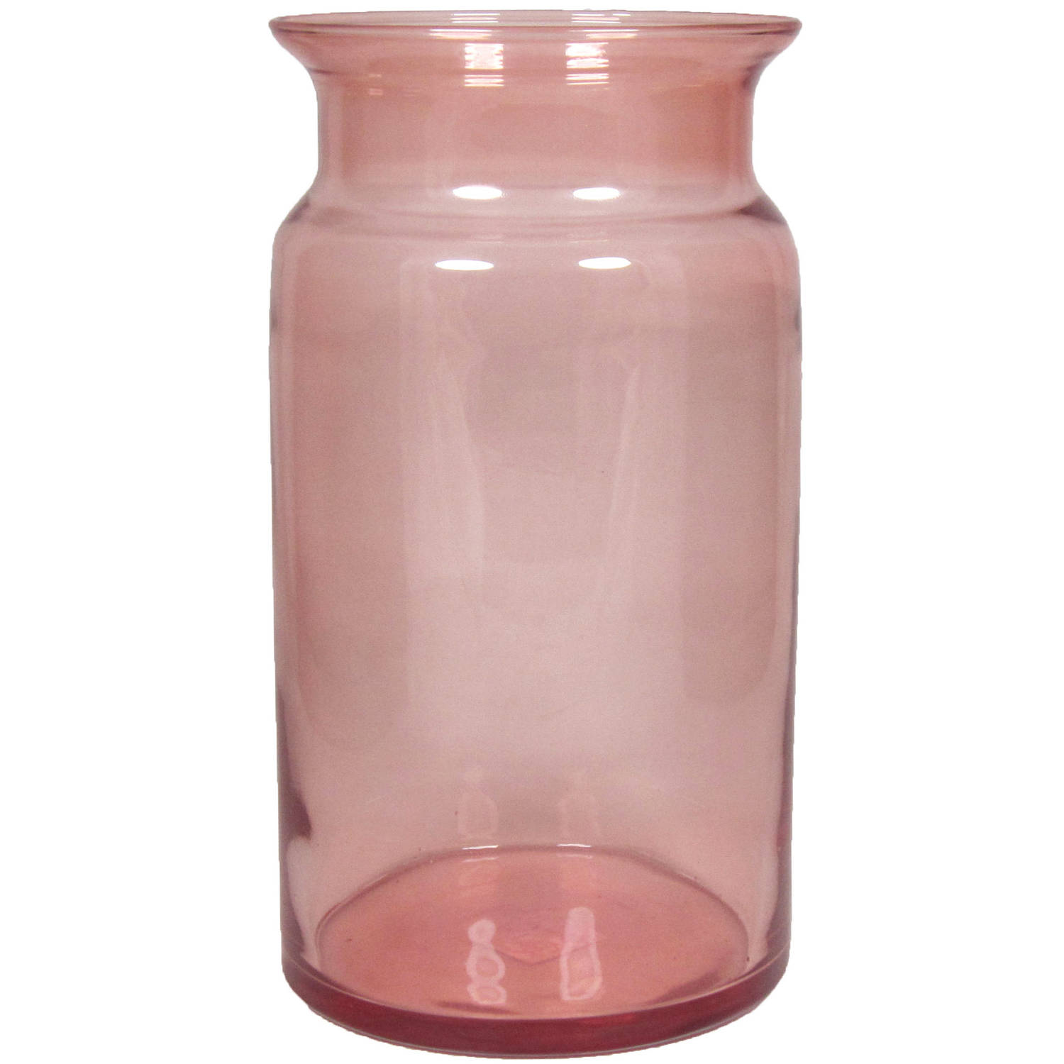 Glazen Melkbus Vaas/vazen Oud 7 Liter Met Smalle Hals 16 X 29 Cm - Bloemenvazen Van Glas - Roze