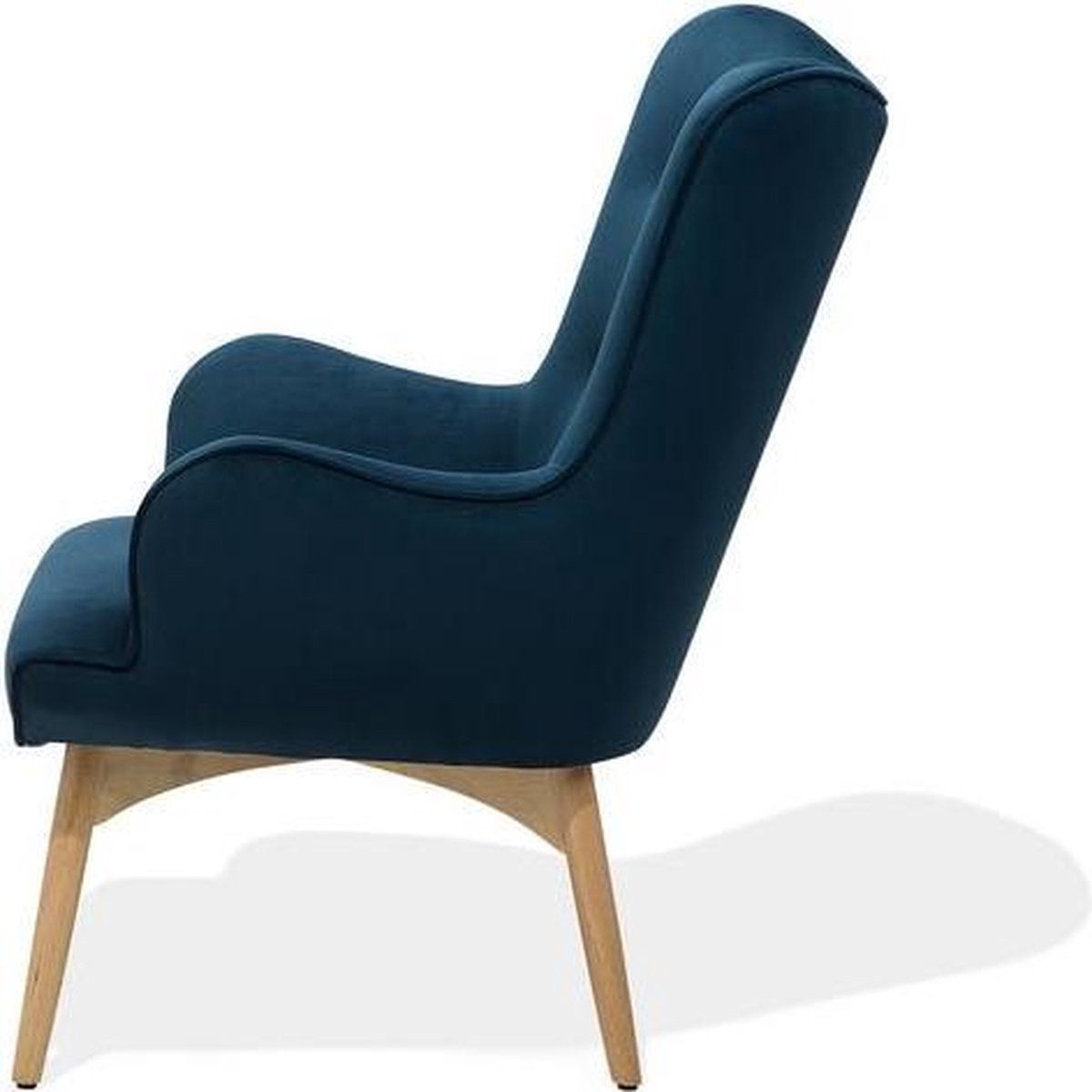 Beliani Vejle - Fauteuil Met Hocker--fluweel - Blauw