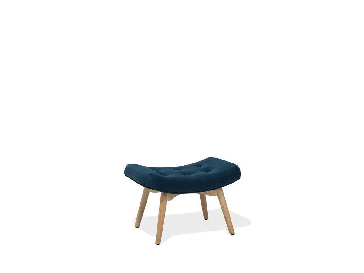 Beliani Vejle - Fauteuil Met Hocker--fluweel - Blauw