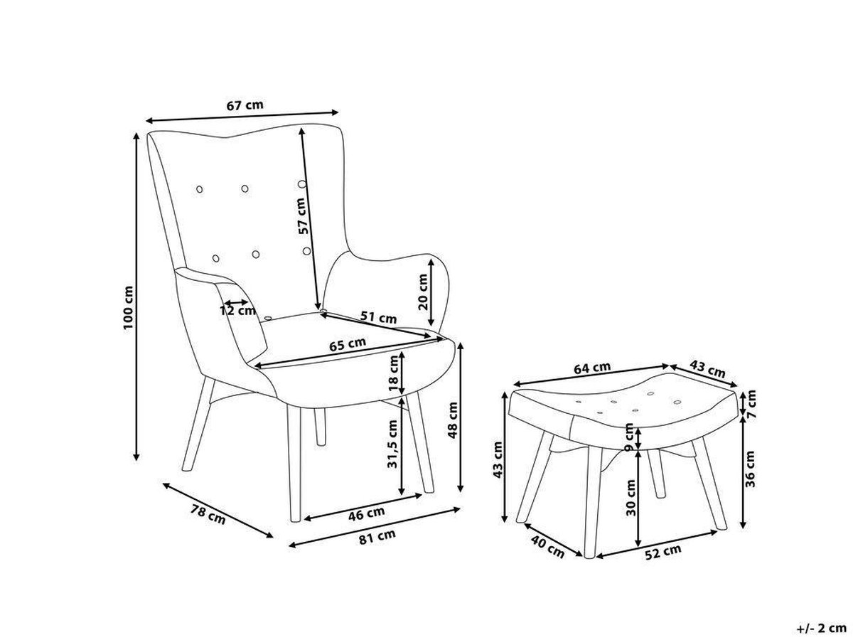 Beliani Vejle - Fauteuil Met Hocker--fluweel - Blauw