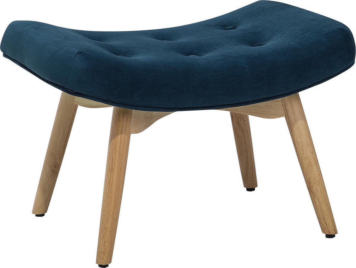 Beliani Vejle - Fauteuil Met Hocker--fluweel - Blauw
