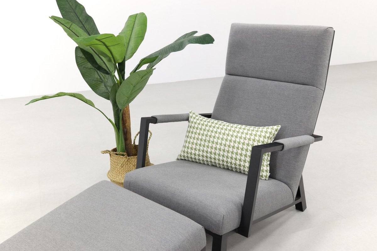 Costa Relaxstoel + Hocker - Sunbrella - Light Grey - Grijs