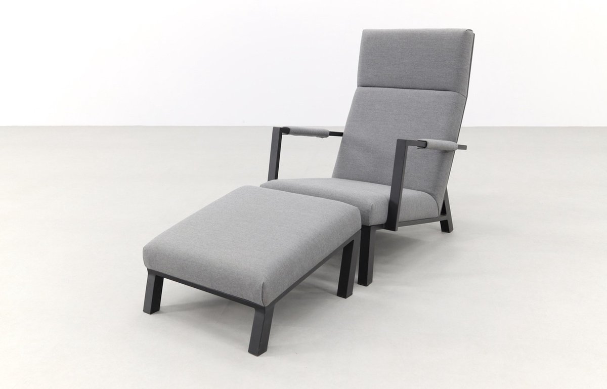 Costa Relaxstoel + Hocker - Sunbrella - Light Grey - Grijs