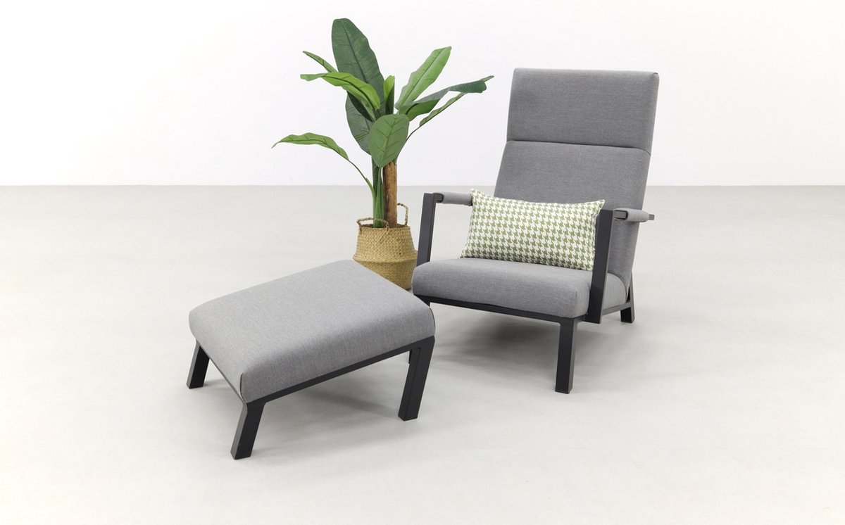 Costa Relaxstoel + Hocker - Sunbrella - Light Grey - Grijs