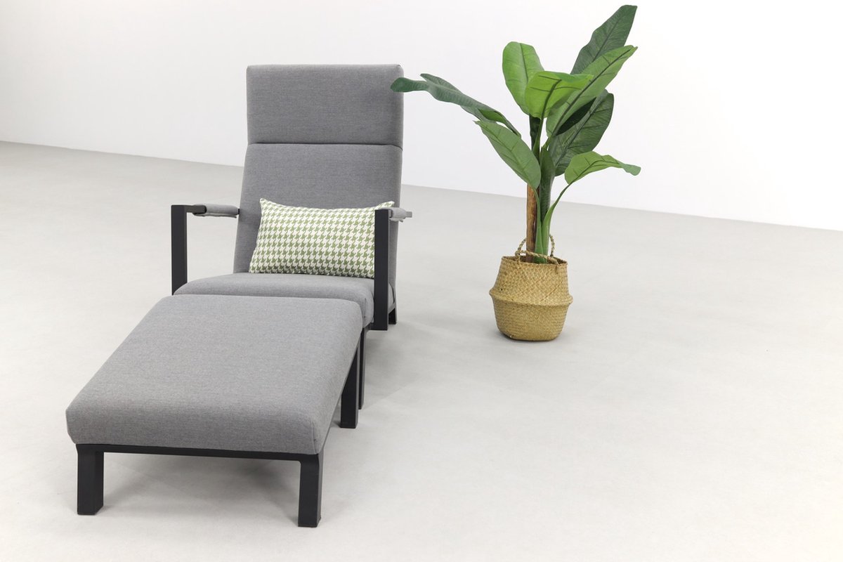 Costa Relaxstoel + Hocker - Sunbrella - Light Grey - Grijs