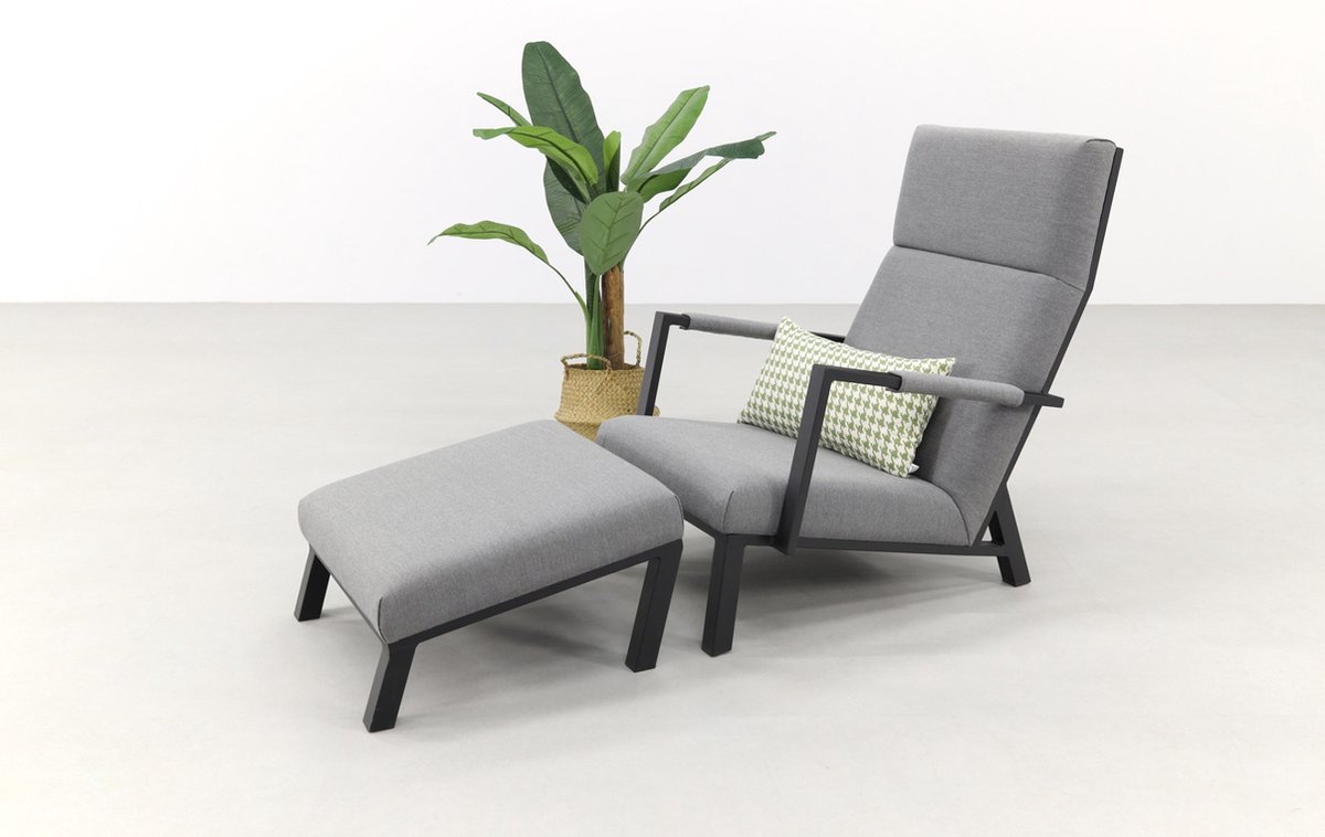 Costa Relaxstoel + Hocker - Sunbrella - Light Grey - Grijs