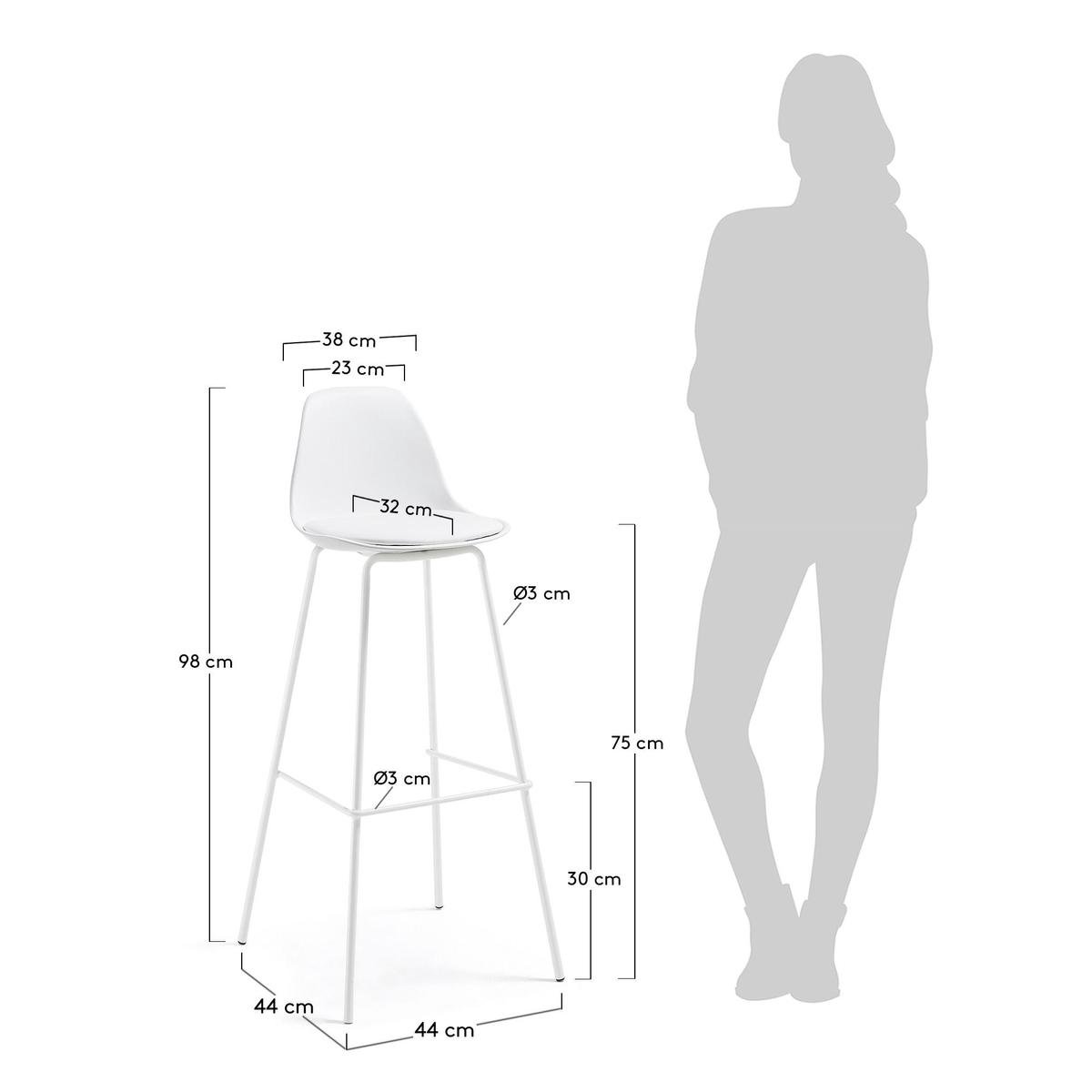 Kave Home Lysna Barkruk - Wit