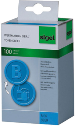 Sigel waardemunten bier 25 mm 100 stuks - Blauw