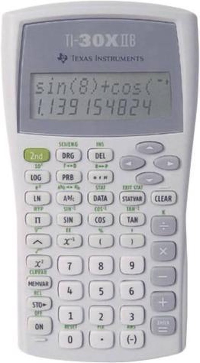 Texas Instruments rekenmachine 30xiib 15 x 8 x 2 cm grijs/wit
